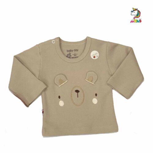 آستین-بلند-تدی-بیبی-دی1 آستین بلند نوزاد طرح تدی برند بیبی دی baby day - Image 1