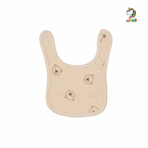 پیش-بند-خرس-کرم-برگ-سبز1 پیش بند نوزاد خرس کرم برند برگ سبز - Image 1