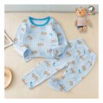 ست بلوز و شلوار بچه گانه وارداتی جنس نخی کبریتی - Image 3