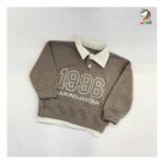 بلوز شلوار کودکانه خاکی یقه دار - Image 5