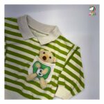 بلوز شلوار کودک طرح پاندا راه راه سبز - Image 4