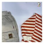بلوز شلوار کودک طرح پاندا راه راه قرمز - Image 5