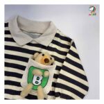 بلوز شلوار کودک طرح پاندا راه راه مشکی - Image 4