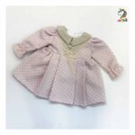 سارافون ژاکارد جلو دکمه صورتی بچه گانه