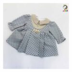 سارافون ژاکارد جلو دکمه طوسی بچه گانه