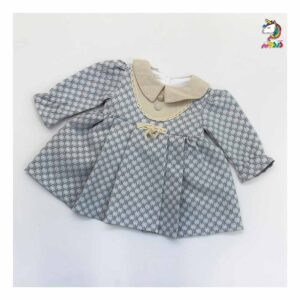 سارافون ژاکارد جلو دکمه طوسی بچه گانه