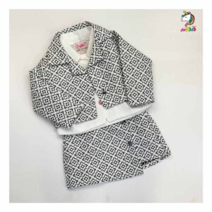 ست 3 تکه کت دامن ژاکارد بچه‌گانه