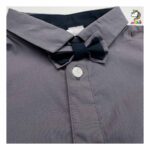 شومیز بادی پسرانه طوسی بنفش مجلسی پاپیون دار - Image 8