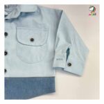 شومیز کودکانه کتان پشت گلدوزی آبی