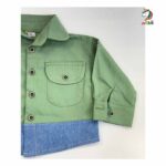 شومیز کودکانه کتان پشت گلدوزی سبز - Image 6