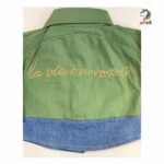 شومیز کودکانه کتان پشت گلدوزی سبز - Image 5