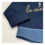 شومیز کودکانه کتان پشت گلدوزی سرمه ای - Image 4