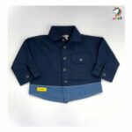 شومیز کودکانه کتان پشت گلدوزی سرمه ای