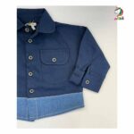 شومیز کودکانه کتان پشت گلدوزی سرمه ای - Image 2