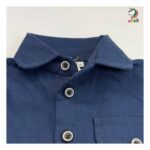 شومیز کودکانه کتان پشت گلدوزی سرمه ای - Image 9