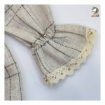 پيراهن يقه خرگوشی چهارخونه کرم بچه گانه - Image 5