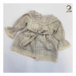 پيراهن يقه خرگوشی چهارخونه کرم بچه گانه - Image 2