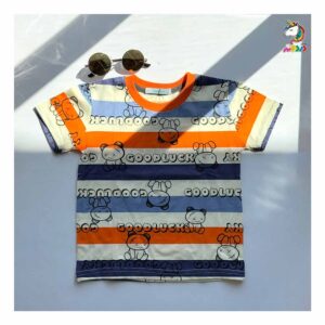 تیشرت یوگی راه راه نارنجی بچگانه