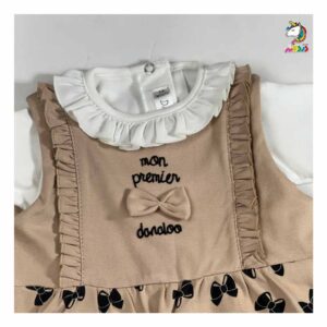 سرهمی پیش بندی پاپیون تل دار نوزادی دانالو