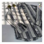 پیراهن نقلی راه راه کنفی طوسی بچگانه - Image 3