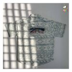 پیراهن نقلی میکرو چاپ نیلی بچگانه - Image 5