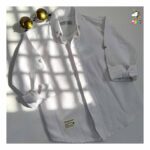 پیراهن کنفی دکمه مخفی سفید کودکانه - Image 4