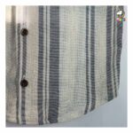 پیراهن کنفی یقه انگلیسی راه راه طوسی بچگانه - Image 5