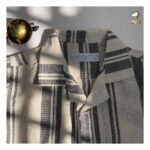 پیراهن کنفی یقه انگلیسی راه راه مشکی بچگانه - Image 2