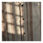 پیراهن کنفی یقه انگلیسی راه راه نسکافه ای بچگانه - Image 3