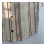 پیراهن کنفی یقه انگلیسی راه راه نسکافه ای بچگانه - Image 4