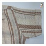 پیراهن کنفی یقه انگلیسی راه راه نسکافه ای بچگانه - Image 5