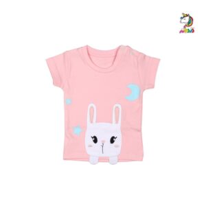 آستین کوتاه دخترانه خرگوش تکه دوزی برند برگ سبز