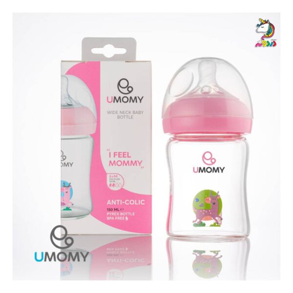 شیشه شیر پیرکس دهانه عریض 150 میلی لیتر یومامی umomy - Image 2