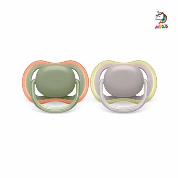 پستانک دو عددی الترا ایر 18 - 6 طوسی و سبز اونت Avent Ultra Air - Image 2