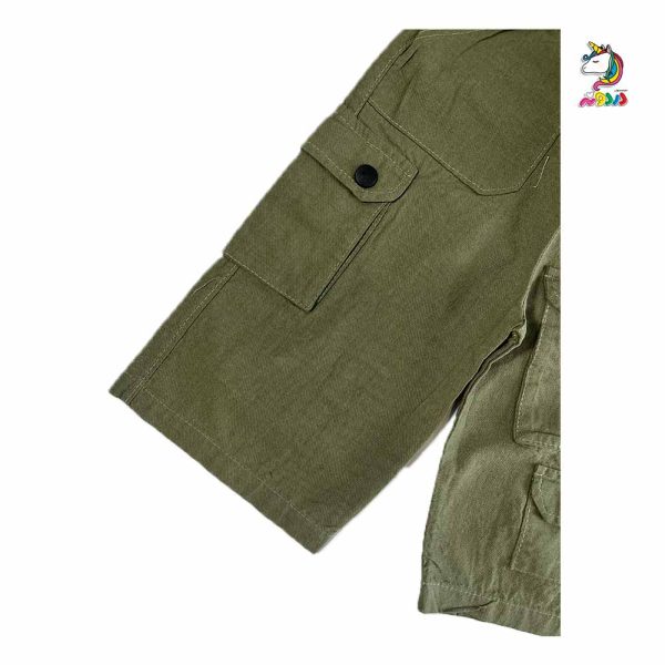 تیشرت شلوارک سبز و کرم کرومی - Image 3
