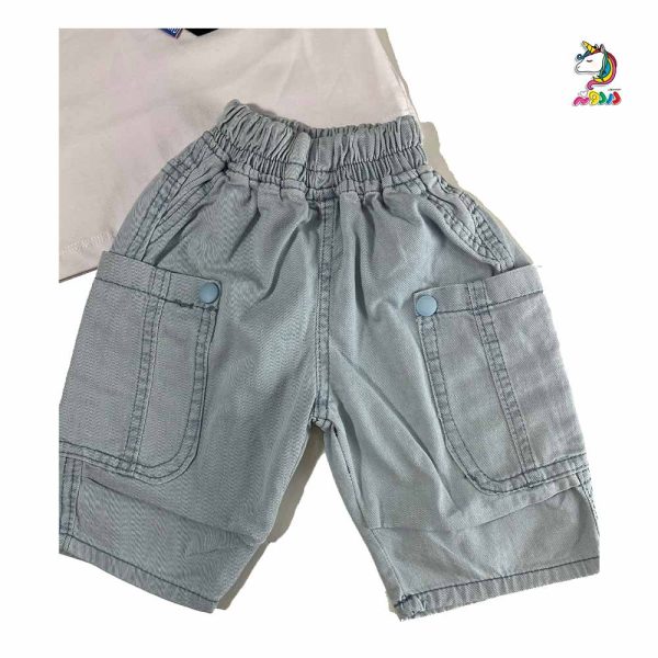 تیشرت و شلوارک بچگانه جیب دار سفید - Image 10