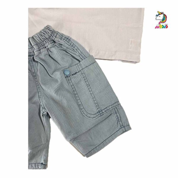 تیشرت و شلوارک بچگانه جیب دار سفید - Image 4