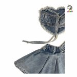 کراپ دامن جین طرح قلب - Image 6