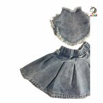 کراپ دامن جین طرح قلب - Image 3