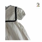 پیراهن لنین یقه خشتی کرم مشکی - Image 3